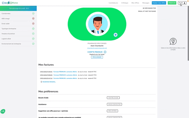 Vérifier ou modifier vos coordonnées depuis le site web