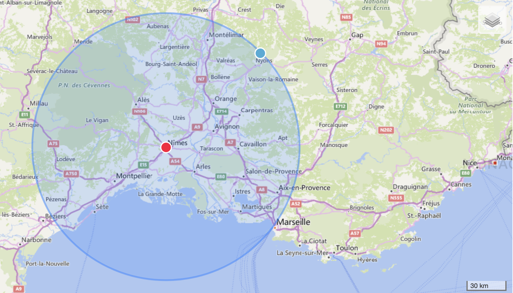 Nîmes et 100 km